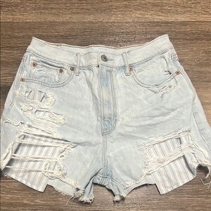 American Eagle Light Blue Distressed Denim Shorts